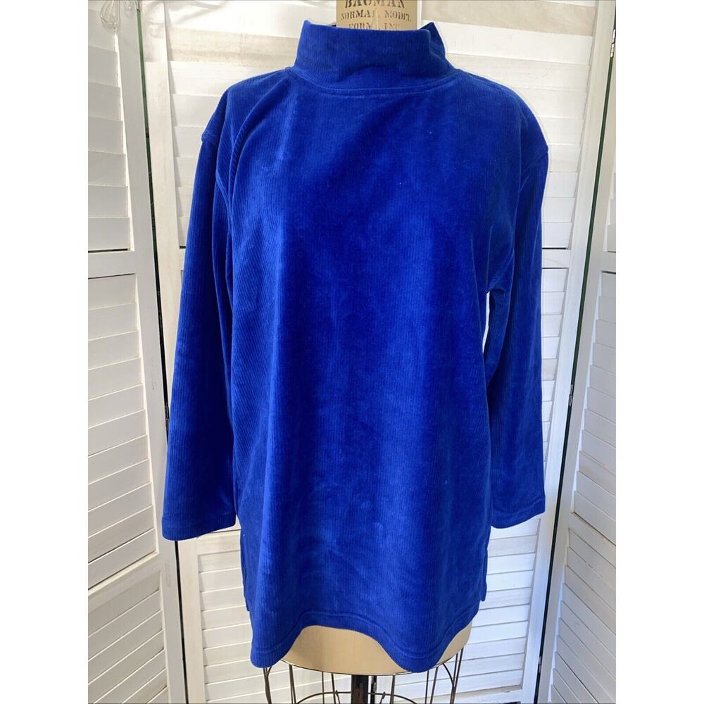 New W/ Tags Bold Spirit Women’s Velour Ribbed Blue Tunic Top Shirt Sz Medium